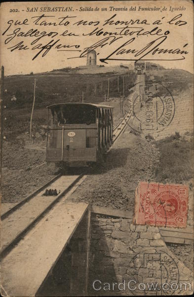 Salida de un Tranvia del Funicular de Igueldo San Sebastian Spain