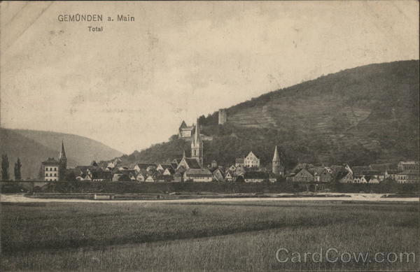 View of Town and River Main Gemunden am Main Germany