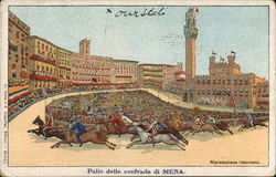 Piazza del Campo - El Palio di Siena Horse Race Italy Postcard Postcard