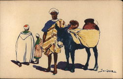 Wine Seller with Donkey North Africa Postcard Postcard