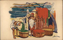 Dyers at Work (North Africa) Postcard Postcard