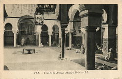 Cour de la Mosquee Moulay-Idris Fez, Morocco Africa Postcard Postcard