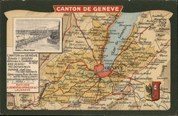 Map of Canton of Geneva, Switzerland Postcard Postcard