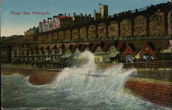 Rough Sea and Esplanade Postcard