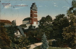 Darmstadt. Hochzeitsturm u. Ausstellungsgebäude Postcard