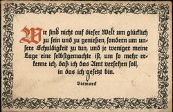 Quote About Duty by Otto von Bismarck Postcard