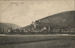 View of Town and River Main Postcard