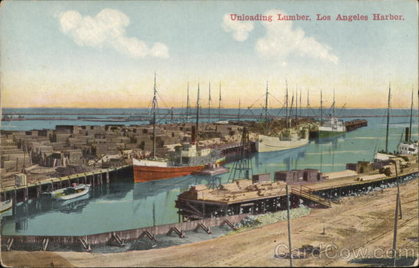 Unloading Lumber, Los Angeles Harbor California