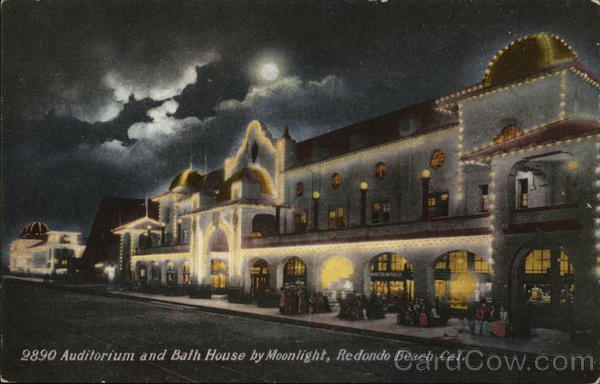 Auditorium and Bath House by Moonlight Redondo Beach California