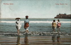 Wading Scene Long Beach, CA Postcard Postcard Postcard