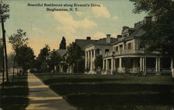 Beautiful Residences Along Riverside Drive Binghamton, NY Postcard Postcard Postcard