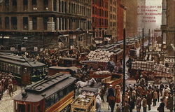A Busy Day on Dearborn and Randolph Streets Chicago, IL Postcard Postcard Postcard