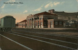 Depot, View from Across the Tracks Green River, WY Postcard Postcard Postcard