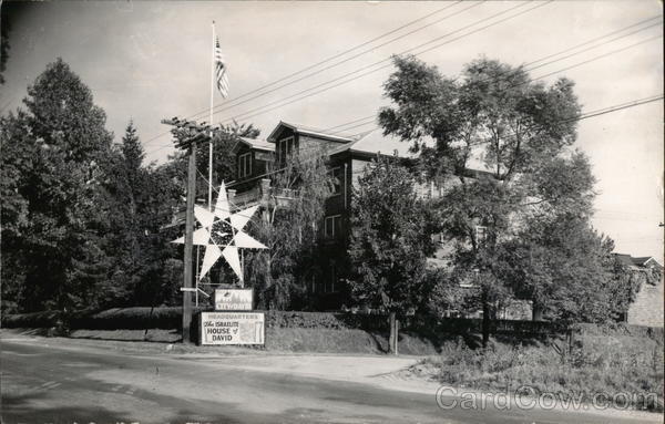 Sign on Roadside: Headquarters The Israelite House of David Benton Harbor Michigan