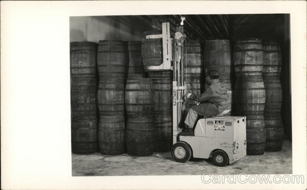 Man on Clark Forklift Lifting a Barrel Benton Harbor Michigan