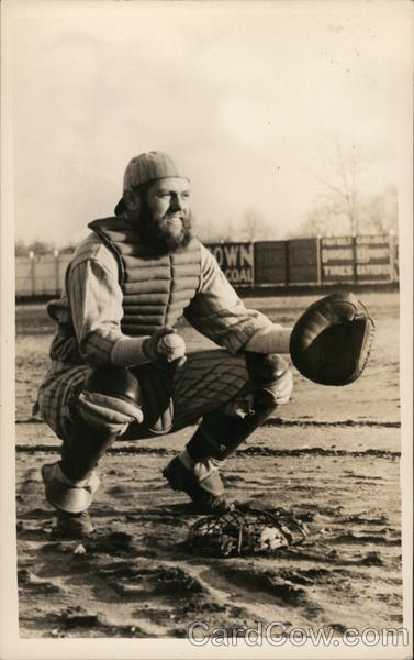 Baseball Catcher Crouching with Ball and Mitt Benton Harbor Michigan