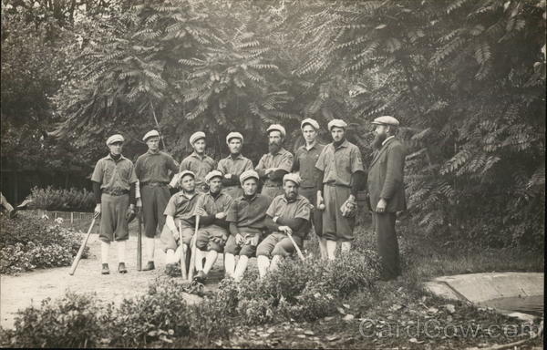Uniformed Baseball Team, Some Holding Bats