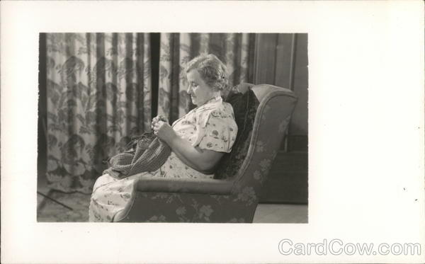 A Woman Sitting in a Chair Knitting Benton Harbor Michigan