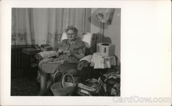 A Woman Sitting in a Chair Knitting Benton Harbor Michigan