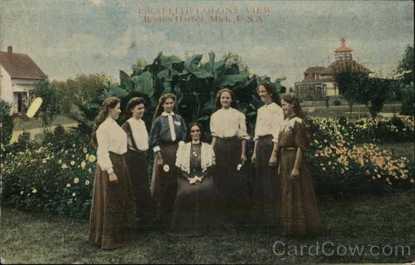 6 Women Standing Around a Woman Sitting in a Chair in a Garden Benton Harbor Michigan