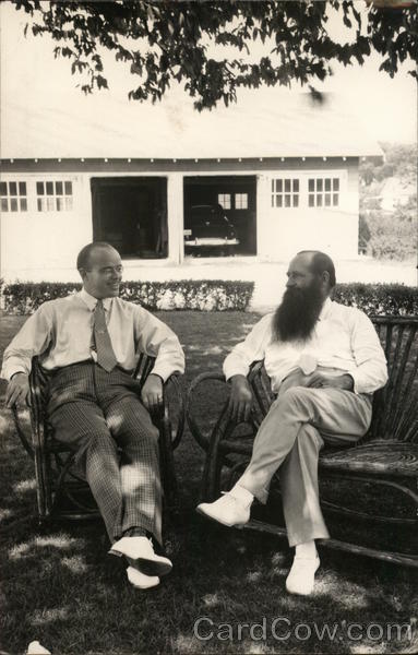 Two Men Seated Outdoors Benton Harbor Michigan House of David