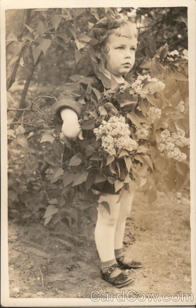 1943 Young Girl Holding Flowers - Ruth Harakon Benton Harbor Michigan