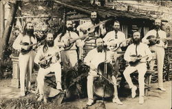 Eight Men Playing Various Stringed Instruments Postcard