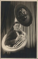 A Man with a Tuba Postcard