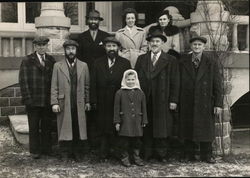 Eight Adults and One Child Standing on Stairs Postcard