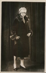 Woman Wearing Coat with Fur Trim Postcard