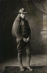 Man with Waist-Length Hair in Uniform Postcard