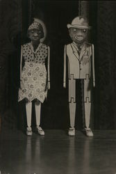 Black-Face Figures Made of Stick Pieces - Man and Woman Benton Harbor, MI House of David Postcard Postcard Postcard