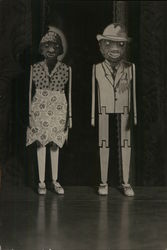 Black-Face Figures Made of Stick Pieces - Man and Woman Postcard