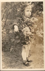 1943 Young Girl Holding Flowers - Ruth Harakon Postcard