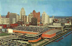 Aerial View Of Detroit's Civic Center And Skyline Postcard