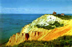 Colorful Cliffs bordering the deep blue sea Lighthouses Postcard Postcard