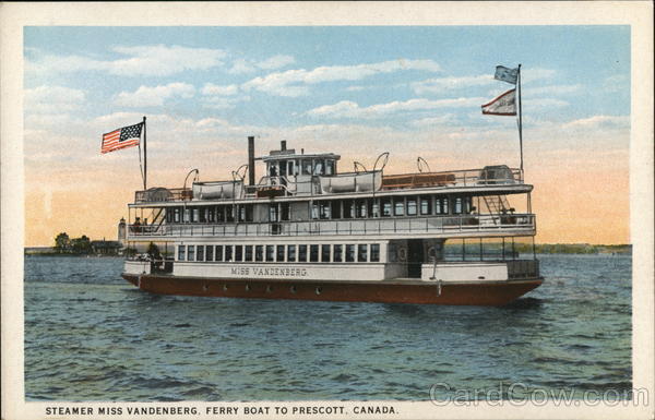 Steamer Miss Vandenberg, Ferry Boat to Prescott, Canada