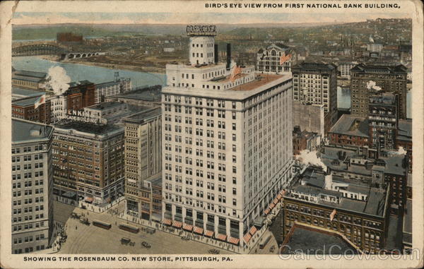 Bird's-Eye View from First National Bank Building Showing the Rosenbaum Co. New Store Pittsburgh Pennsylvania