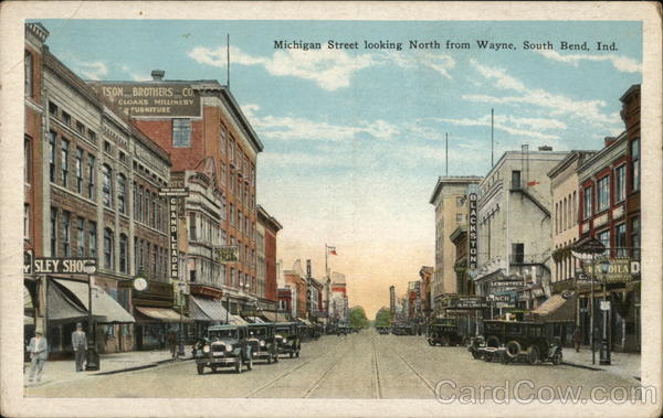 Michigan Street looking North from Wayne South Bend Indiana