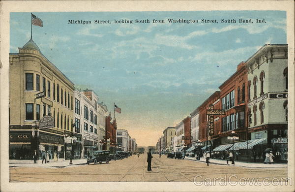 Michigan Street Looking South from Washington Street South Bend Indiana