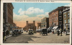 Washington St. and B. & M. R. R. Station Postcard