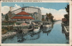 Roller Coaster and Outlet, Lakeside Park Auburn, NY Postcard Postcard Postcard