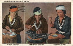 Indian Silversmiths Making Jewelry Postcard Postcard Postcard
