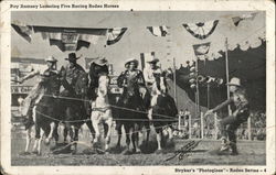 Ray Ramsey Lassoing Five Racing Rodeo Horses Rodeos Postcard Postcard Postcard