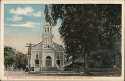 St. Bernard's R.C. Church and Old Burying Ground Concord, MA Postcard Postcard Postcard