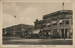 Business Block, Main Street Postcard