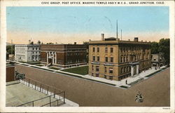 Civic Group, Post Office, Masonic Temple and Y.M.C.A. Grand Junction, CO Postcard Postcard Postcard