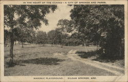 In the Heart of the Ozarks-A City of Springs and Parks Masonic Playground Postcard