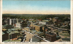 Birds Eye View Looking East South Bend, IN Postcard Postcard Postcard