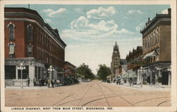 Lincoln Highway, West From Main Street Mishawaka, IN Postcard Postcard Postcard